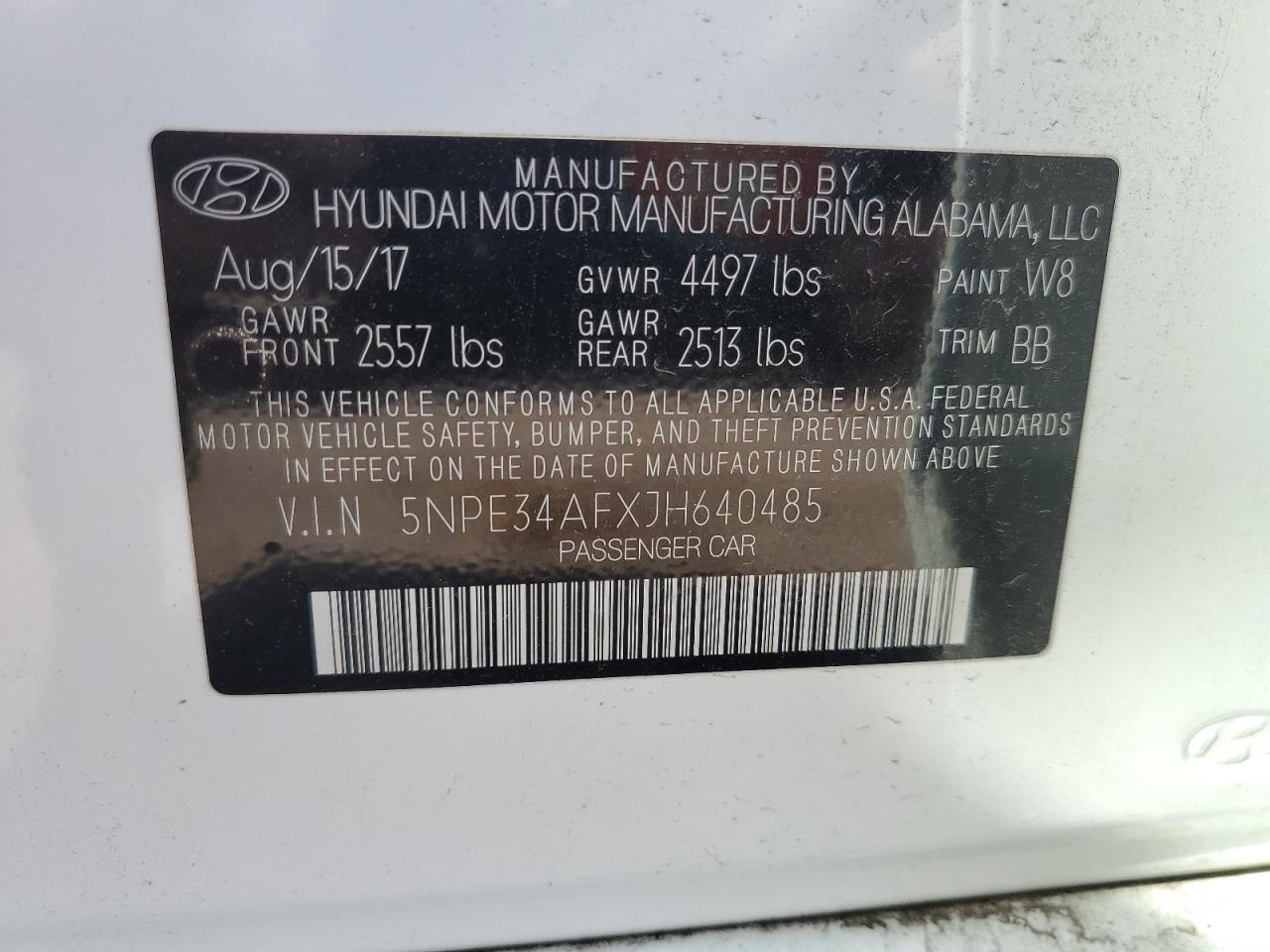 5NPE34AFXJH640485 2018 Hyundai Sonata Sport