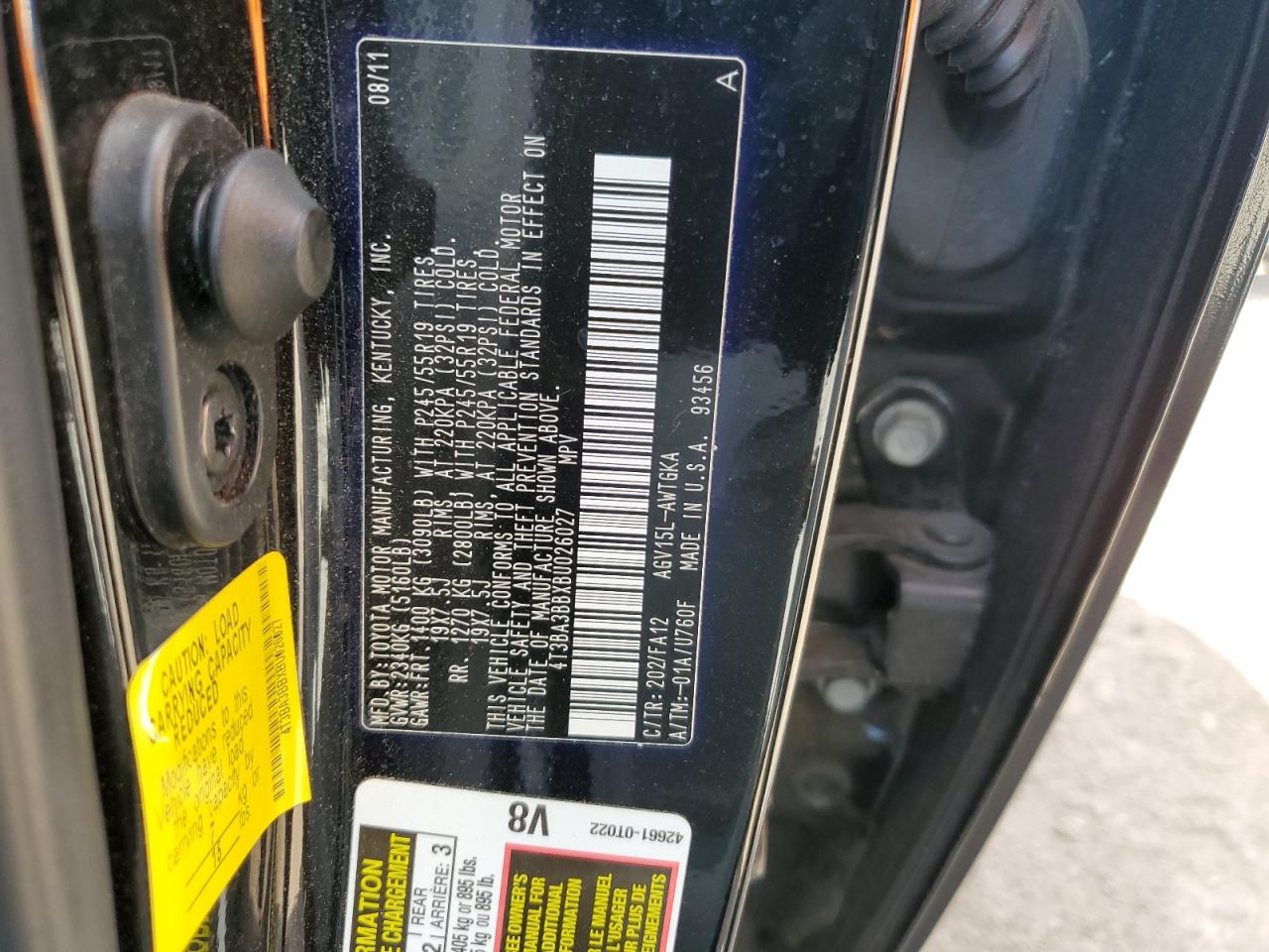 4T3BA3BBXBU026027 2011 Toyota Venza