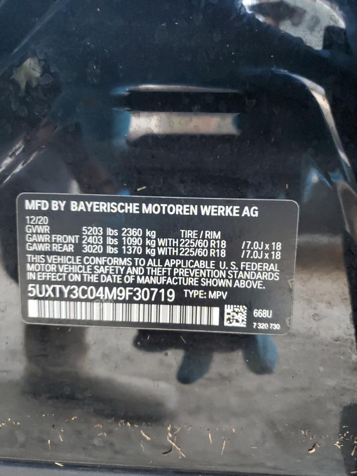 5UXTY3C04M9F30719 2021 BMW X3 Sdrive30I