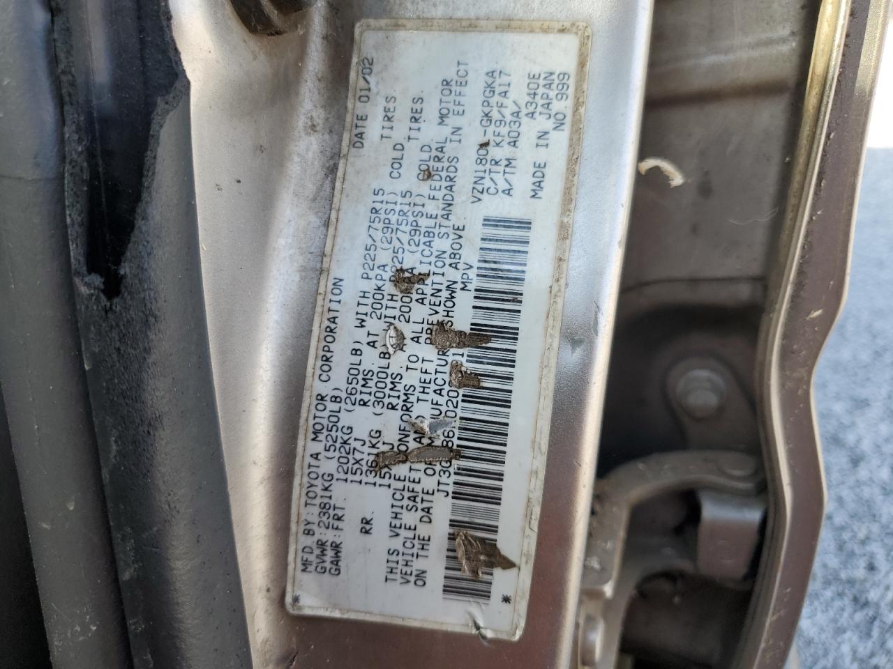 JT3GN86R020239169 2002 Toyota 4Runner Sr5