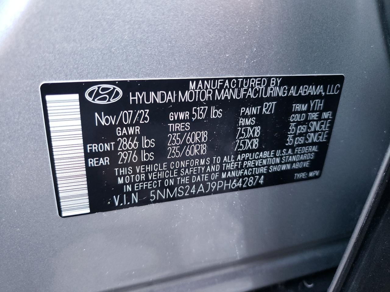 5NMS24AJ9PH642874 2023 Hyundai Santa Fe Sel