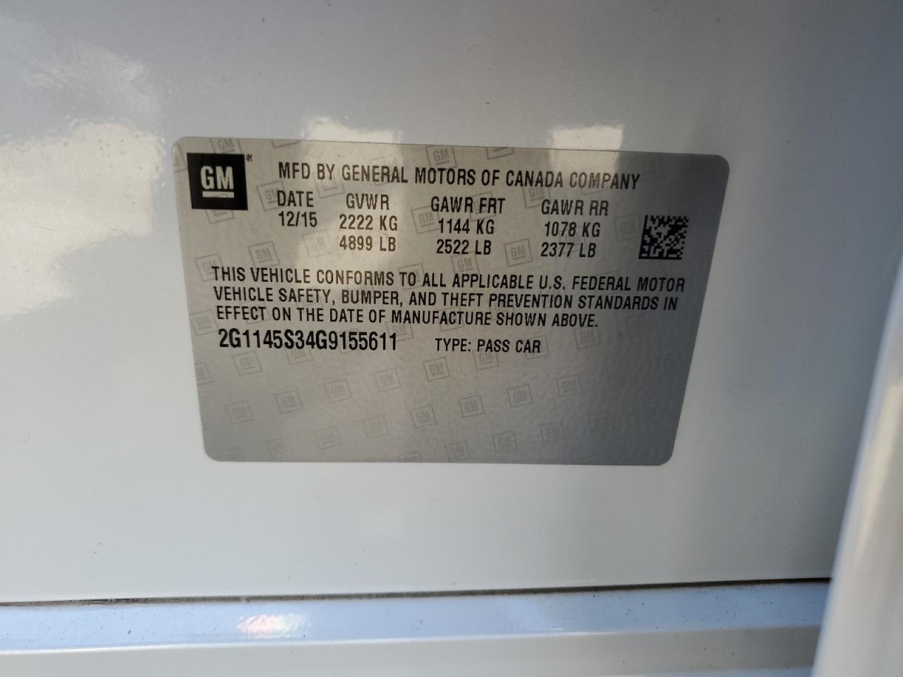 2G1145S34G9155611 2016 Chevrolet Impala Ltz