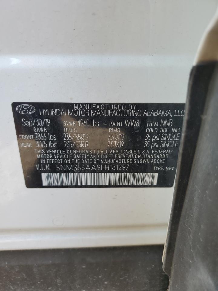 5NMS53AA9LH181297 2020 Hyundai Santa Fe Limited