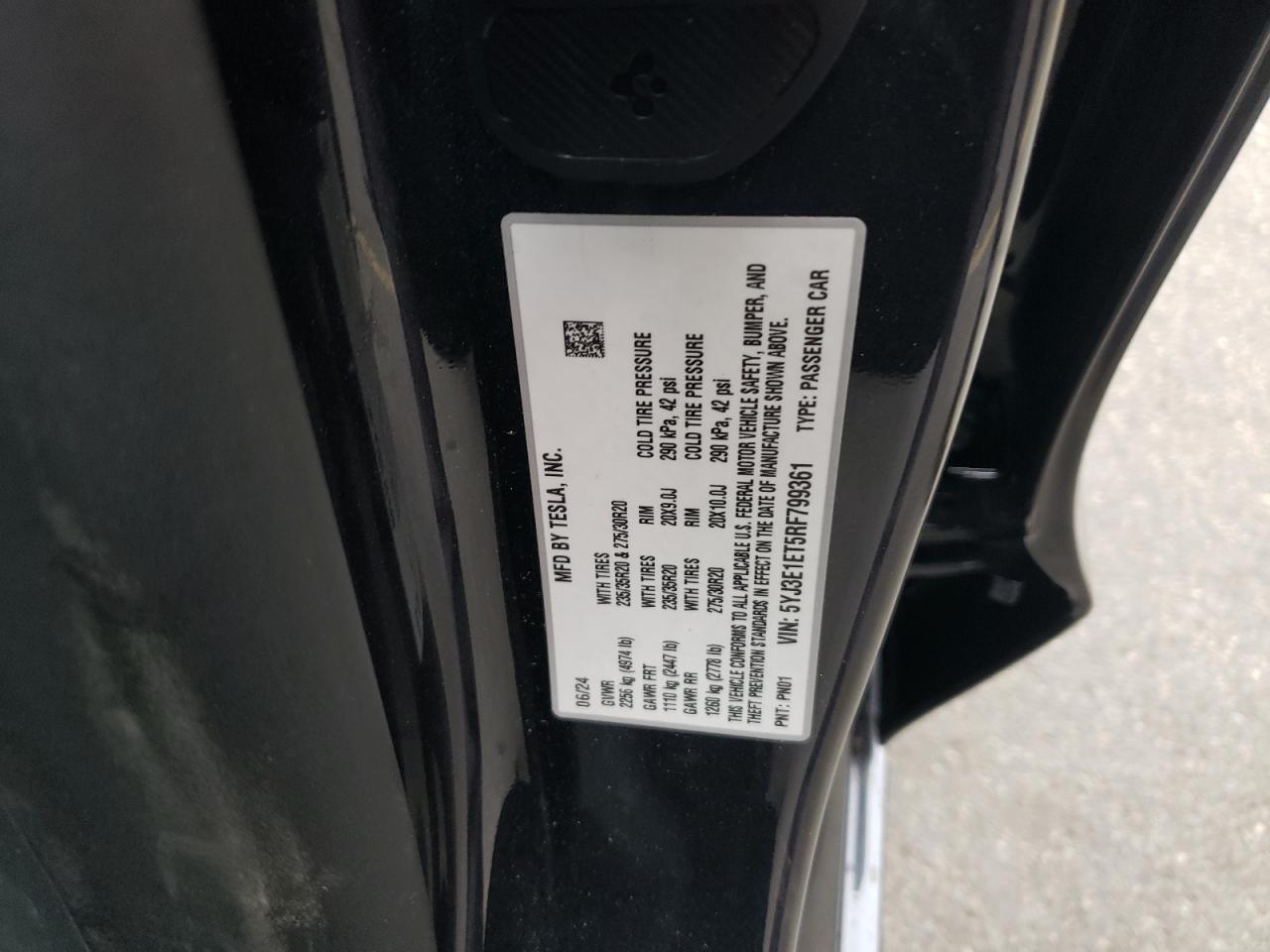 5YJ3E1ET5RF799361 2024 Tesla Model 3