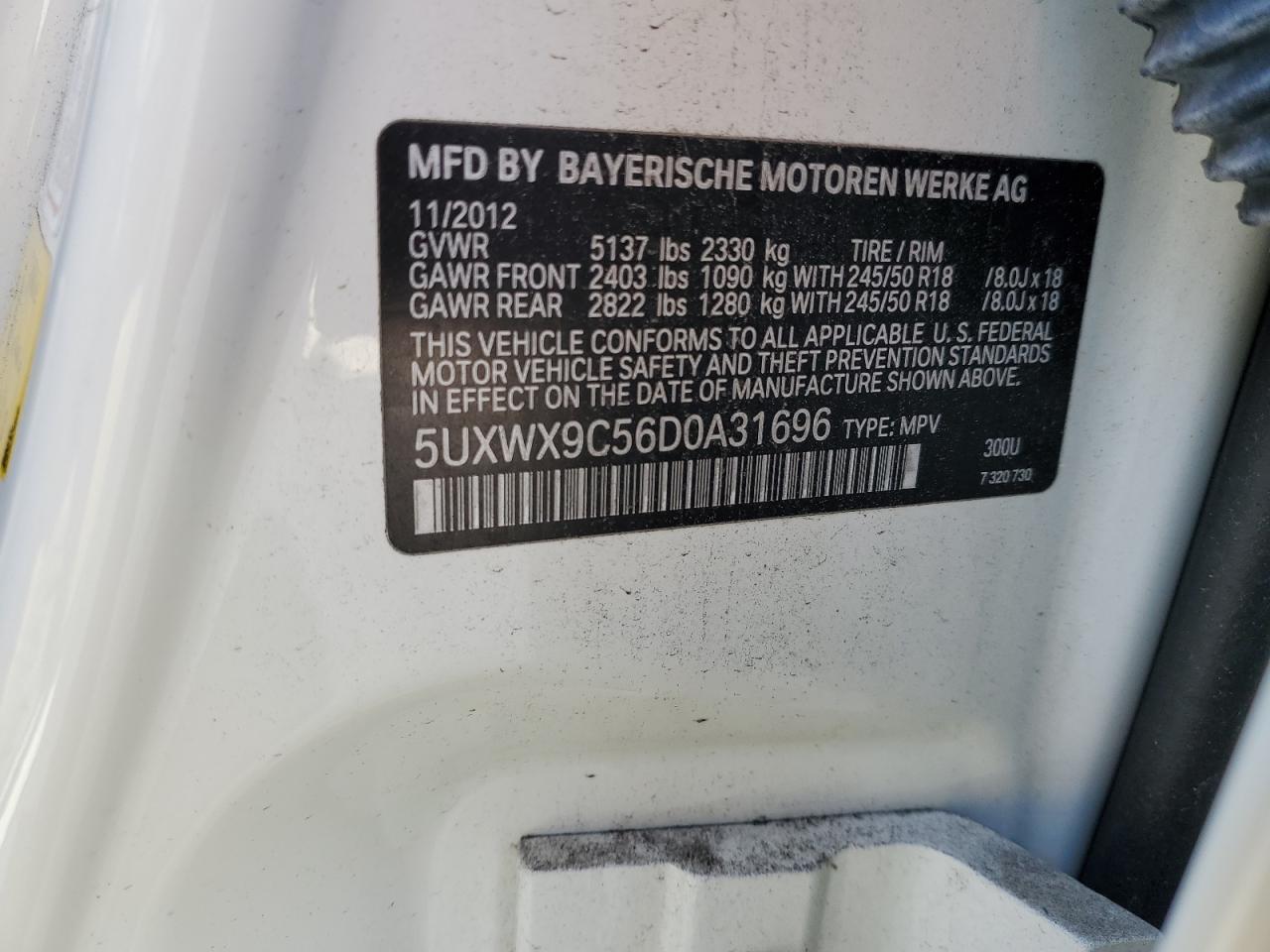 5UXWX9C56D0A31696 2013 BMW X3 xDrive28I