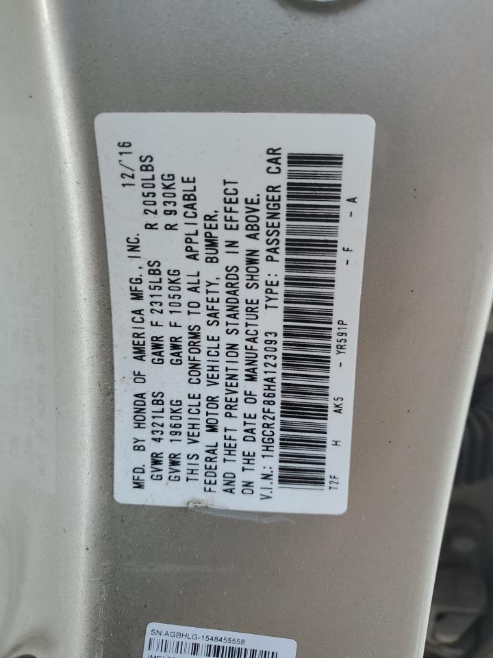 VIN 1HGCR2F86HA123093 2017 HONDA ACCORD no.12