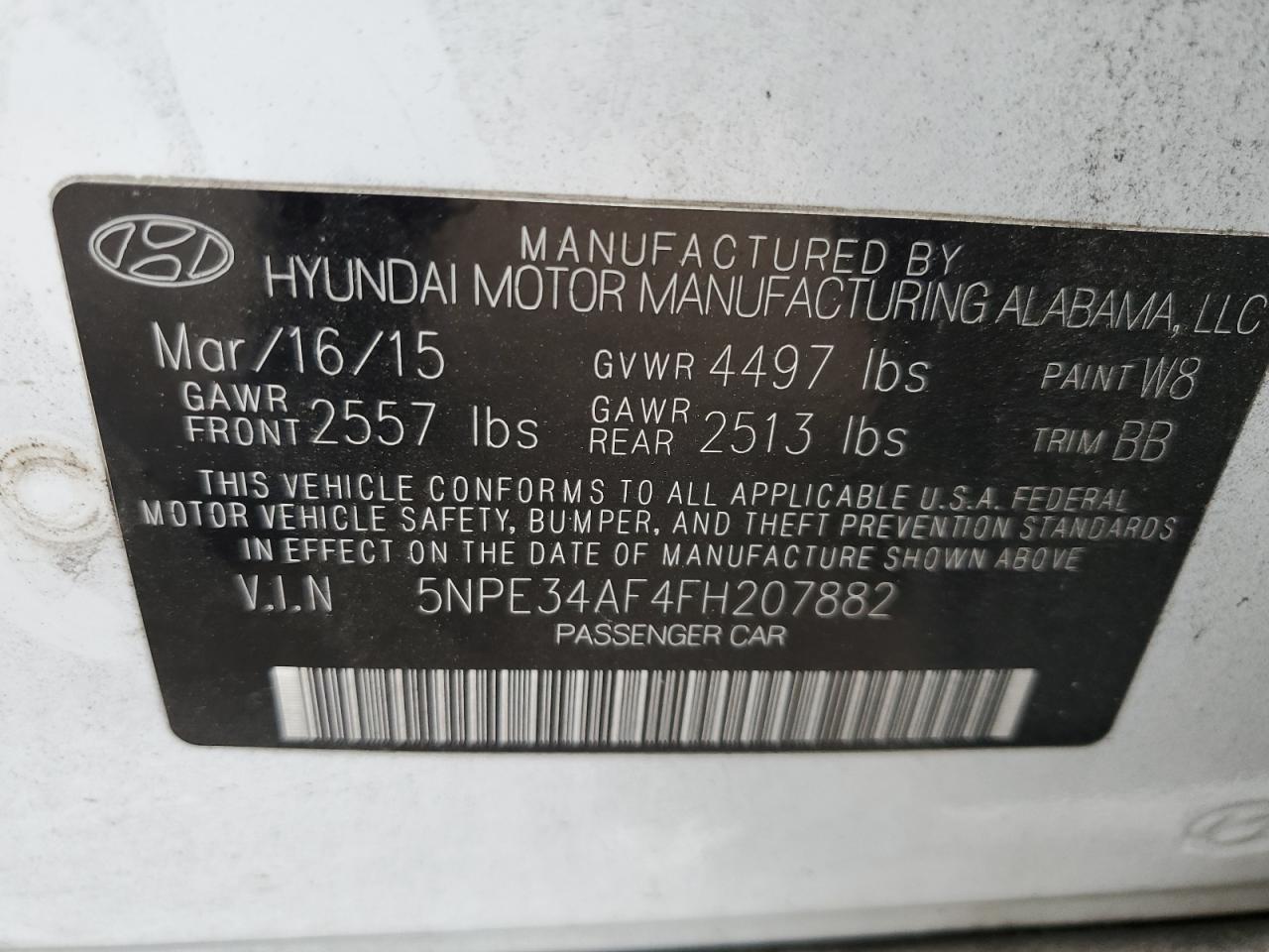 5NPE34AF4FH207882 2015 Hyundai Sonata Sport