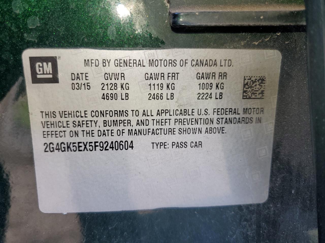 2G4GK5EX5F9240604 2015 Buick Regal