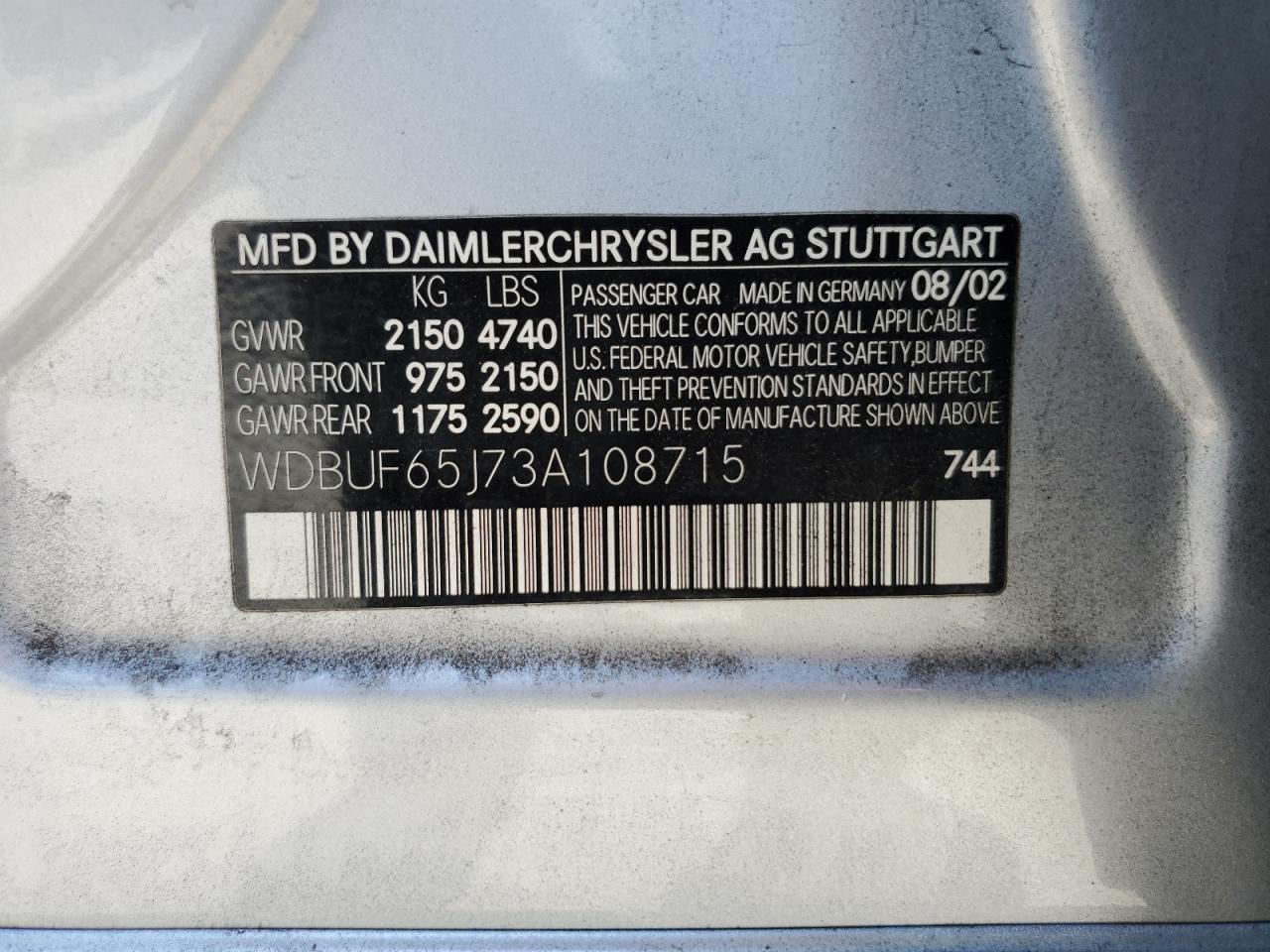 WDBUF65J73A108715 2003 Mercedes-Benz E 320