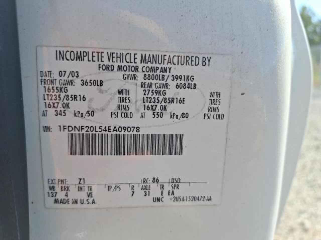 1FDNF20L54EA09078 2004 Ford F250 Super Duty