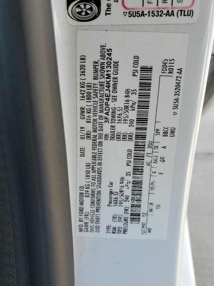 2019 Ford Fiesta Se VIN: 3FADP4EJ4KM130245 Lot: 76399034