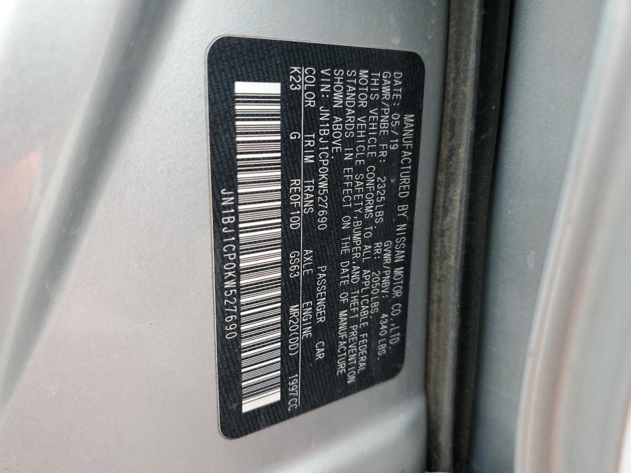 VIN JN1BJ1CP0KW527690 2019 NISSAN ROGUE no.14