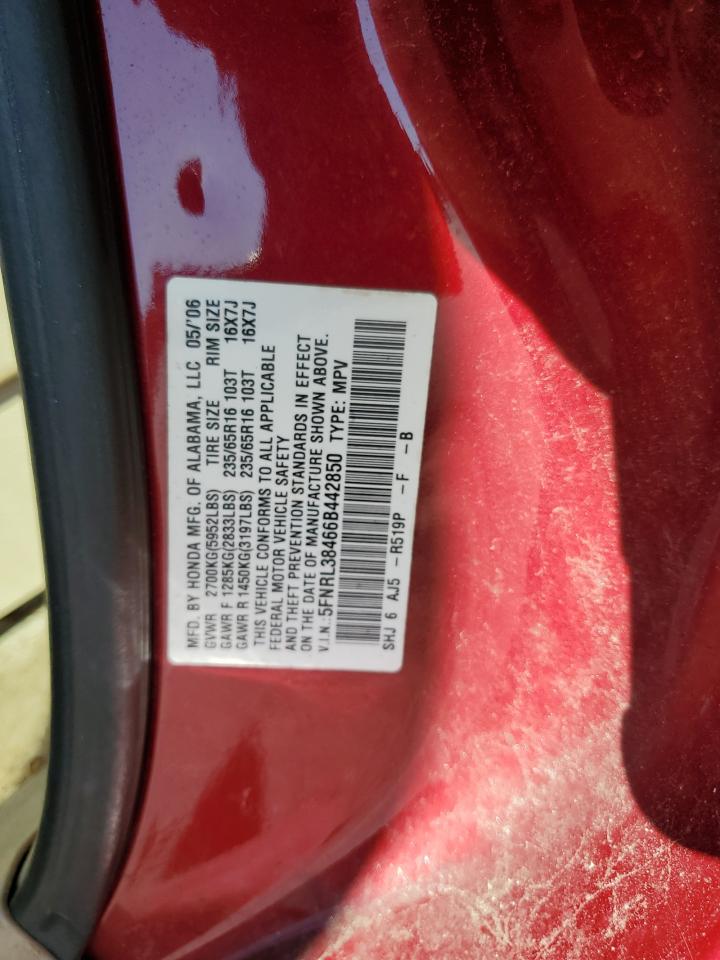 5FNRL38466B442850 2006 Honda Odyssey Ex