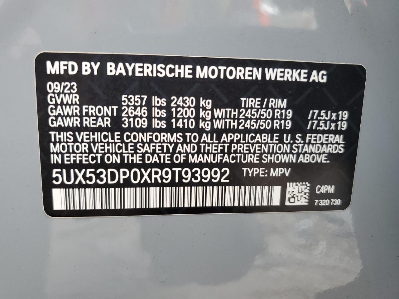 5UX53DP0XR9T93992 2024 BMW X3 - Image 13