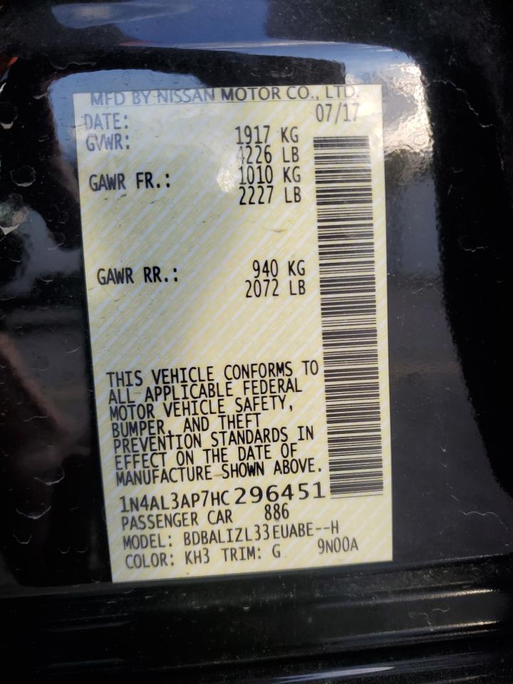 2017 Nissan Altima 2.5 VIN: 1N4AL3AP7HC296451 Lot: 77380234