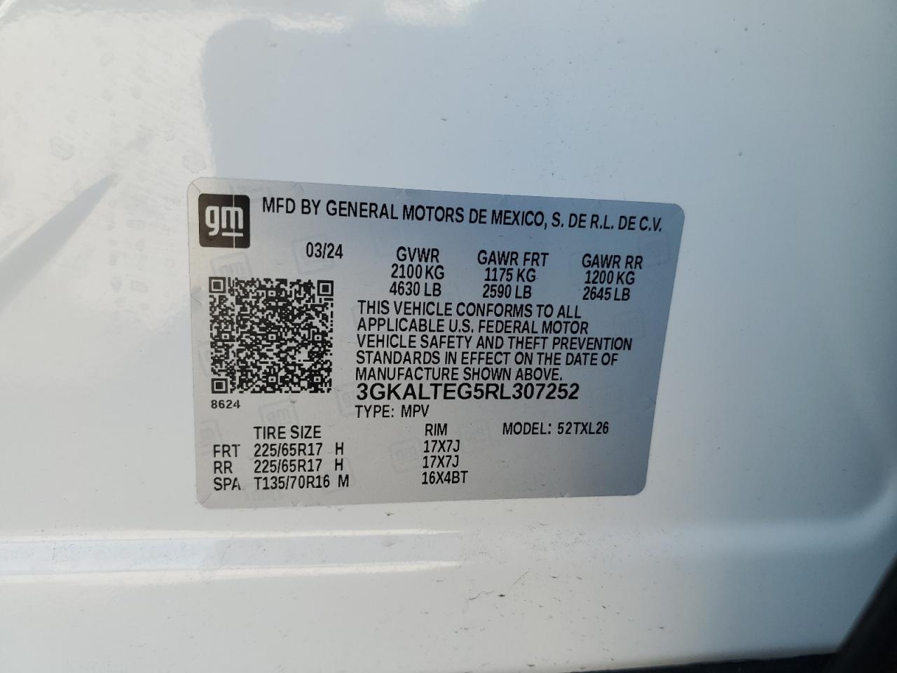 3GKALTEG5RL307252 2024 GMC Terrain Sle