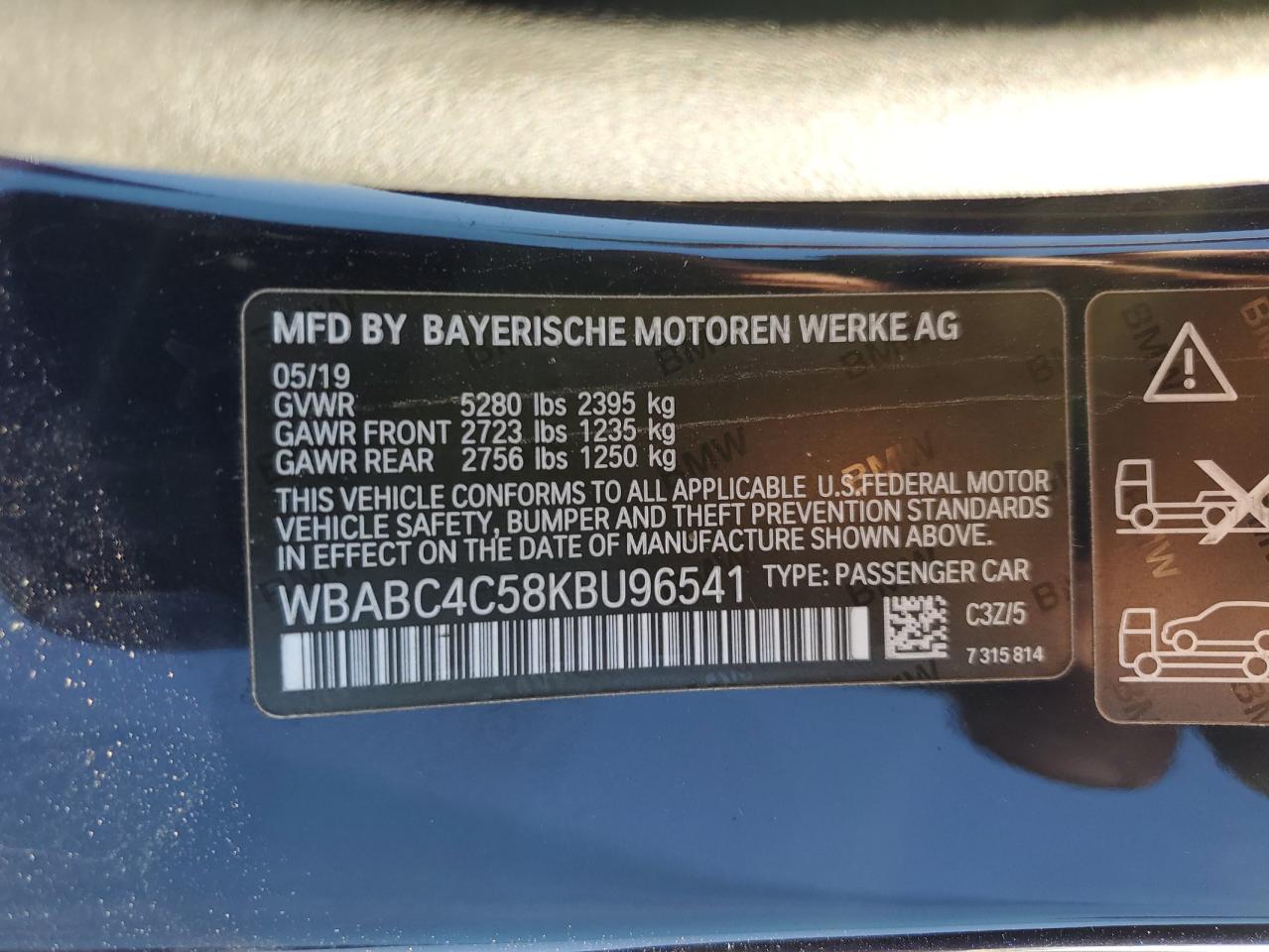 WBABC4C58KBU96541 2019 BMW M850Xi