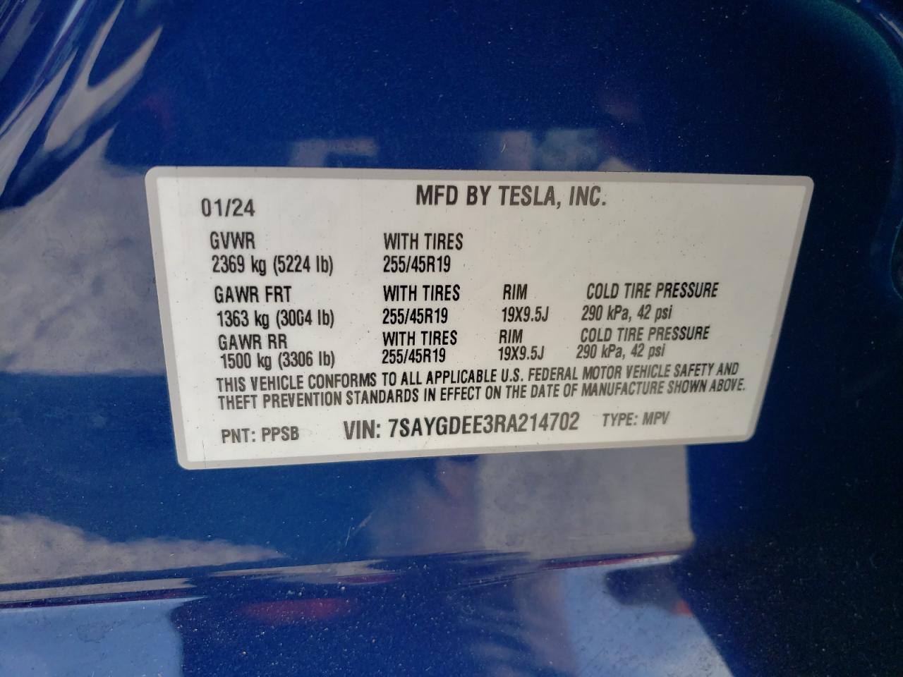 7SAYGDEE3RA214702 2024 Tesla Model Y