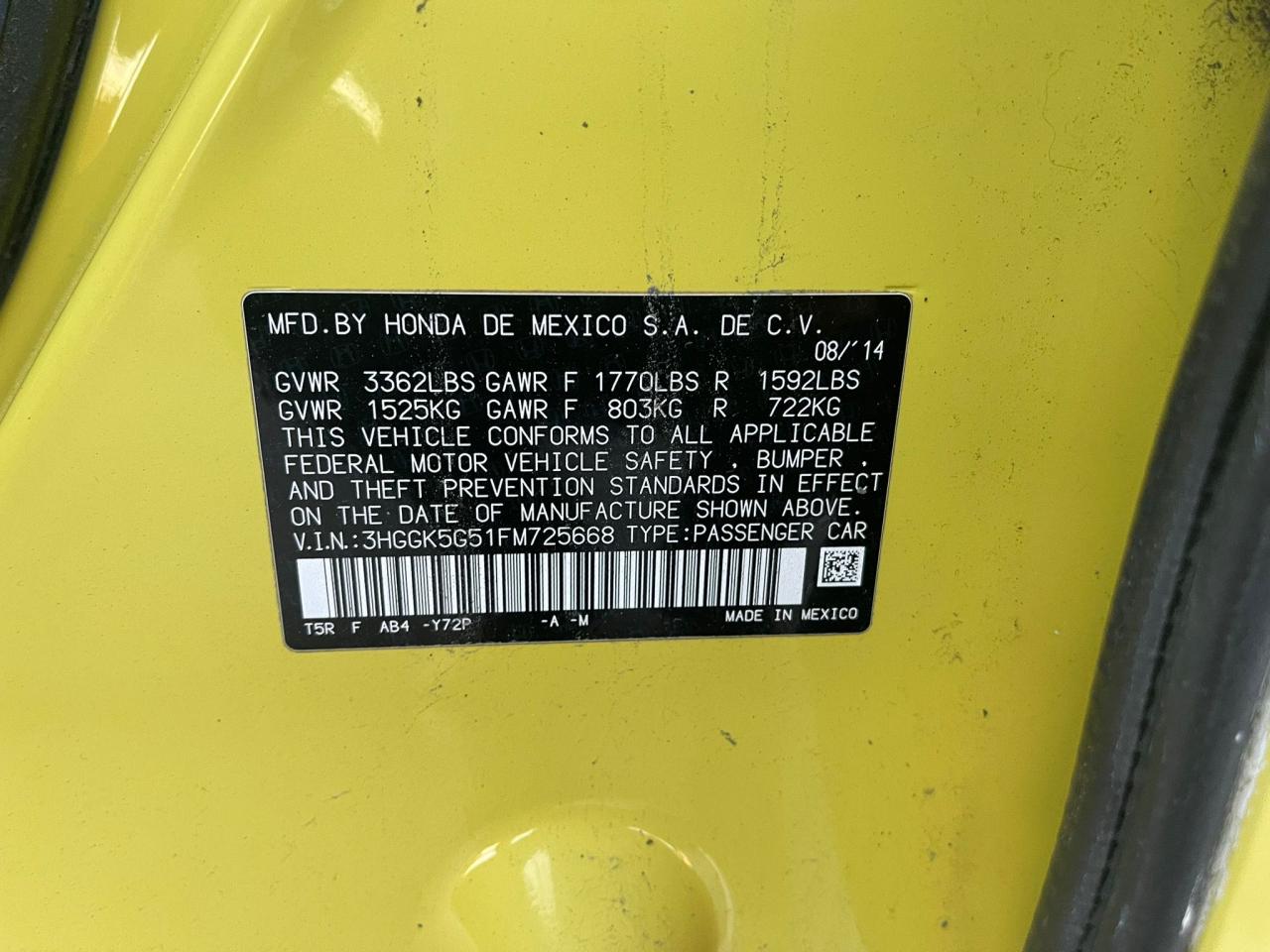 3HGGK5G51FM725668 2015 Honda Fit Lx