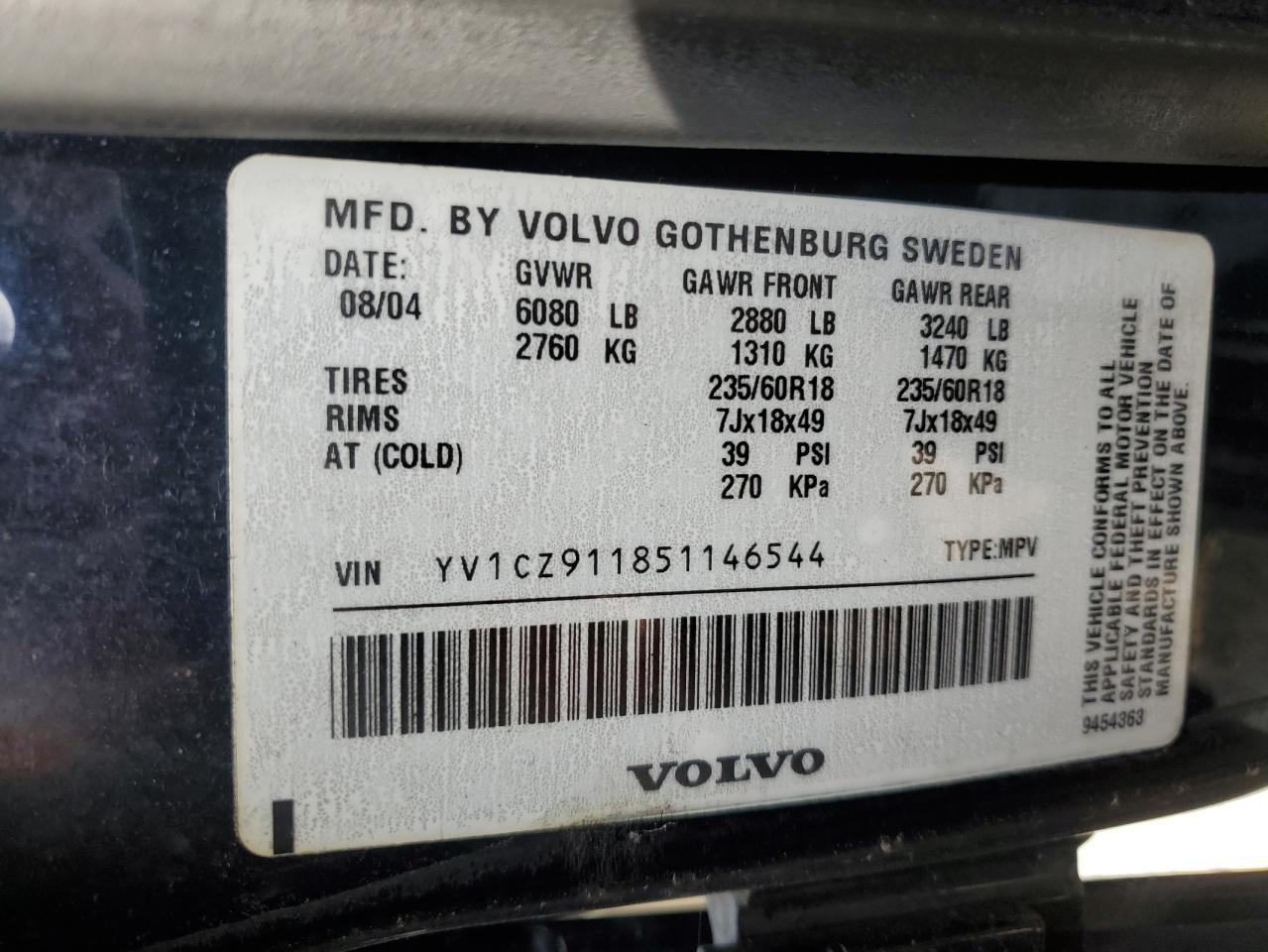 YV1CZ911851146544 2005 Volvo Xc90 T6