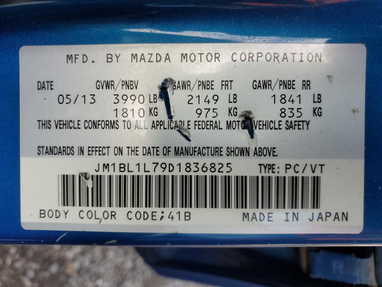 2013 Mazda 3 I VIN: JM1BL1L79D1836825 Lot: 76496584