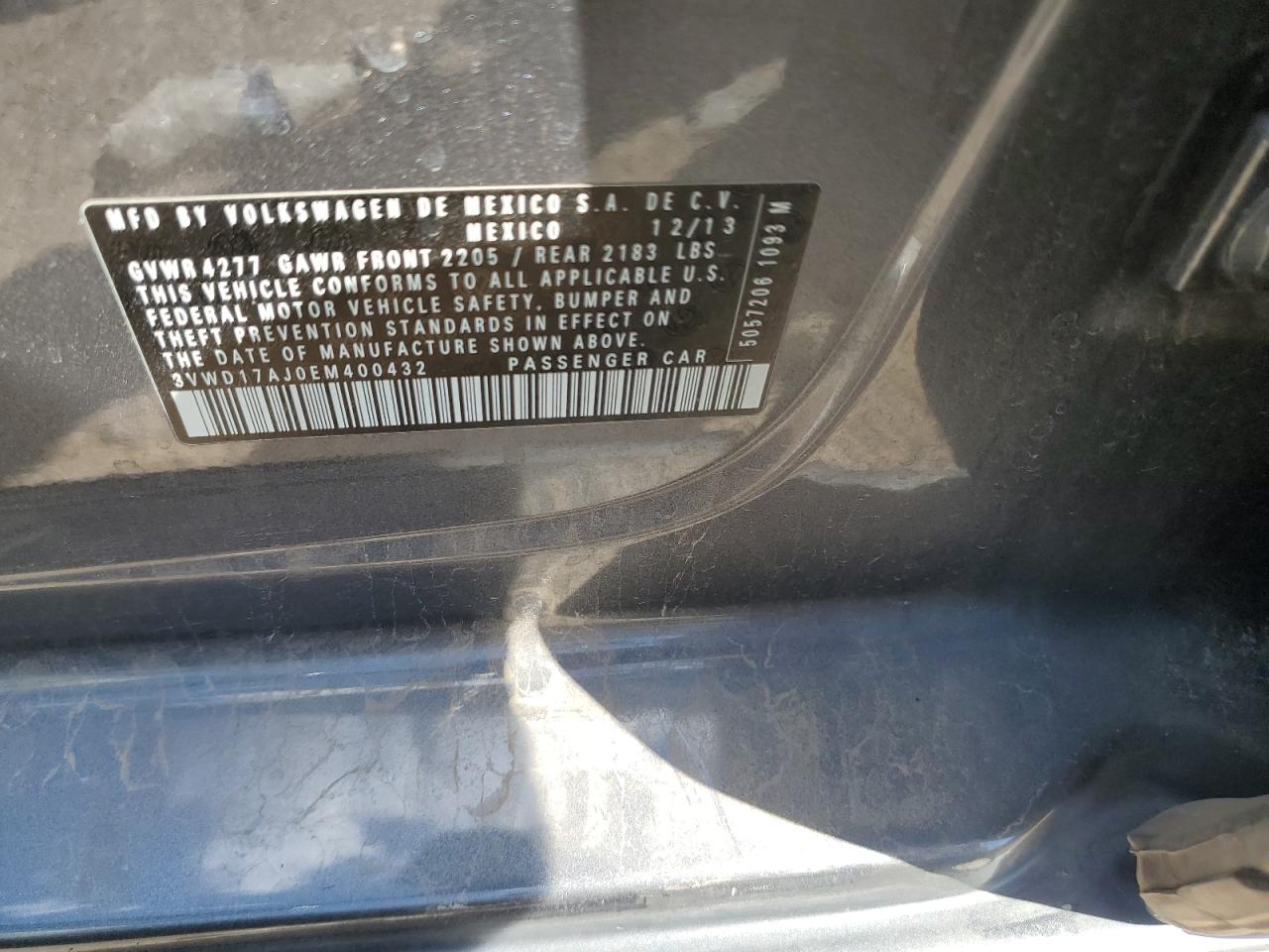 2014 Volkswagen Jetta Se VIN: 3VWD17AJ0EM400432 Lot: 75683094