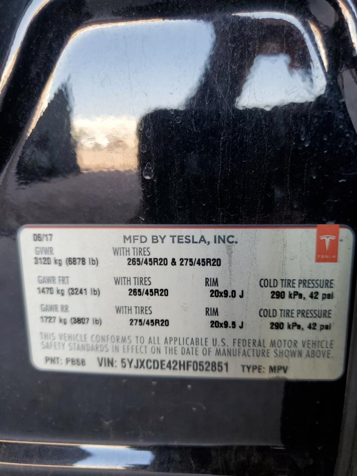 5YJXCDE42HF052851 2017 Tesla Model X