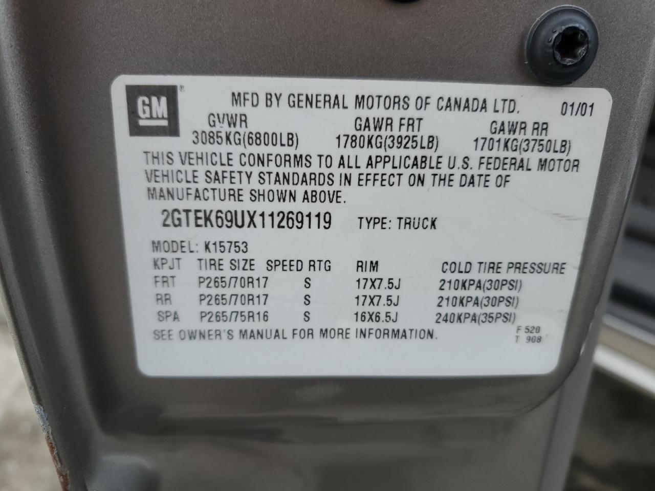 2GTEK69UX11269119 2001 GMC Sierra K1500 C3