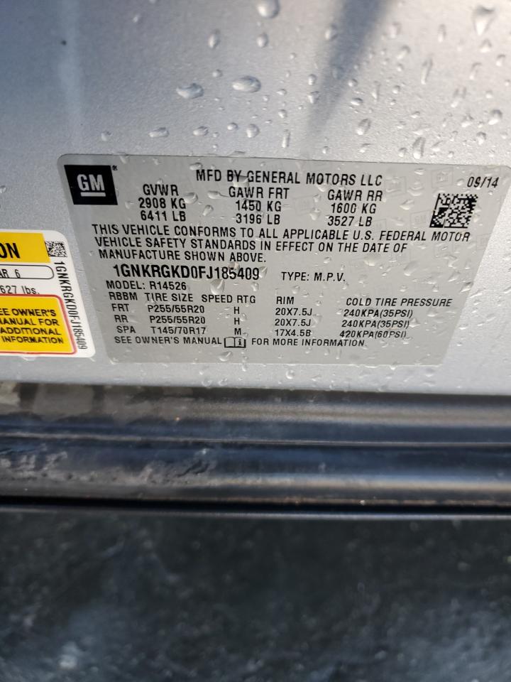 2015 Chevrolet Traverse Lt VIN: 1GNKRGKD0FJ185409 Lot: 76681774