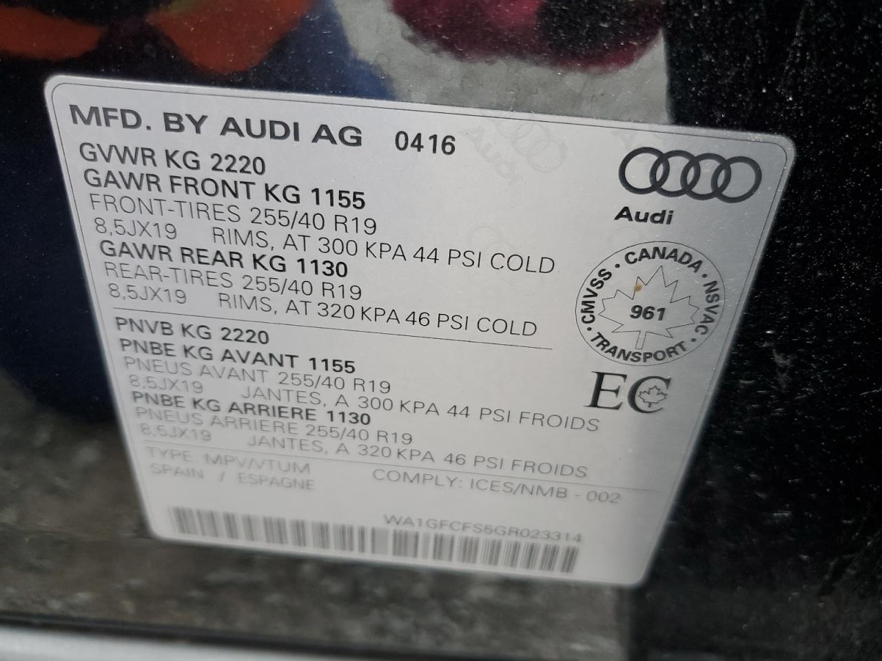 WA1GFCFS5GR023314 2016 Audi Q3 Prestige