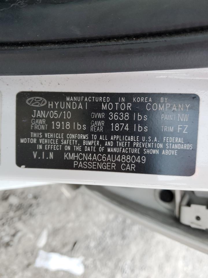 2010 Hyundai Accent Gls VIN: KMHCN4AC6AU488049 Lot: 75496004