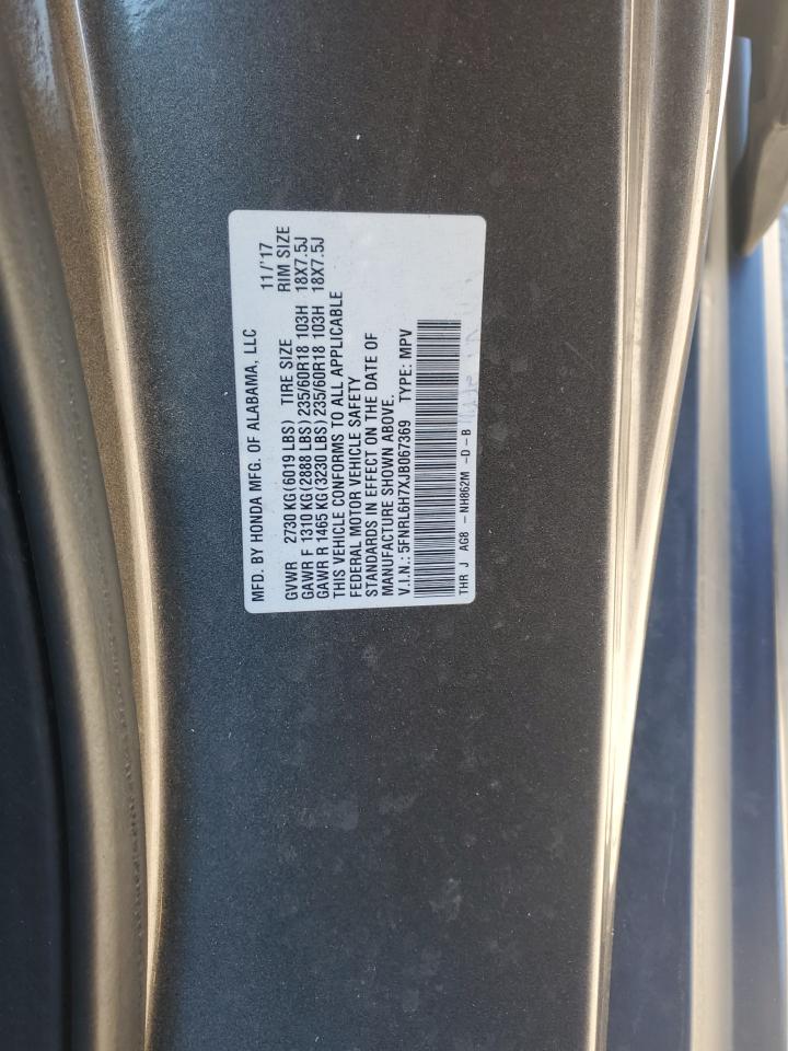 5FNRL6H7XJB067369 2018 Honda Odyssey Exl