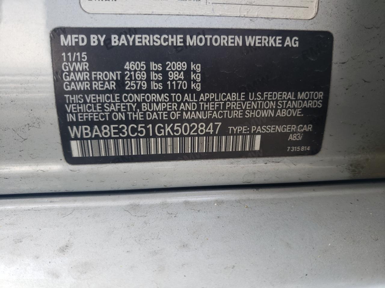 WBA8E3C51GK502847 2016 BMW 328 Xi Sulev