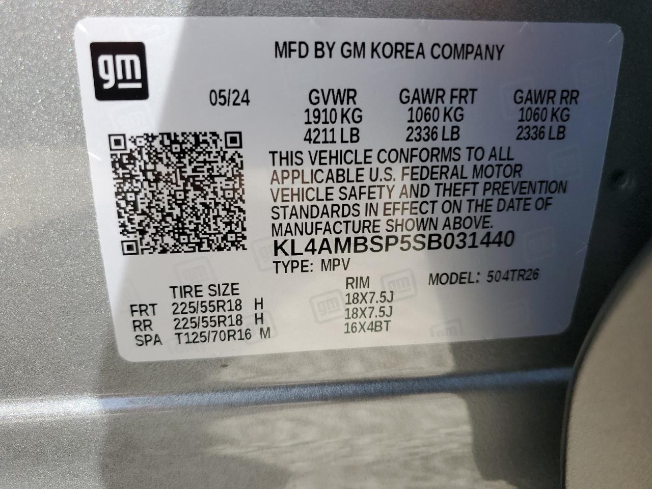 2025 Buick Encore Gx Preferred VIN: KL4AMBSP5SB031440 Lot: 75389134