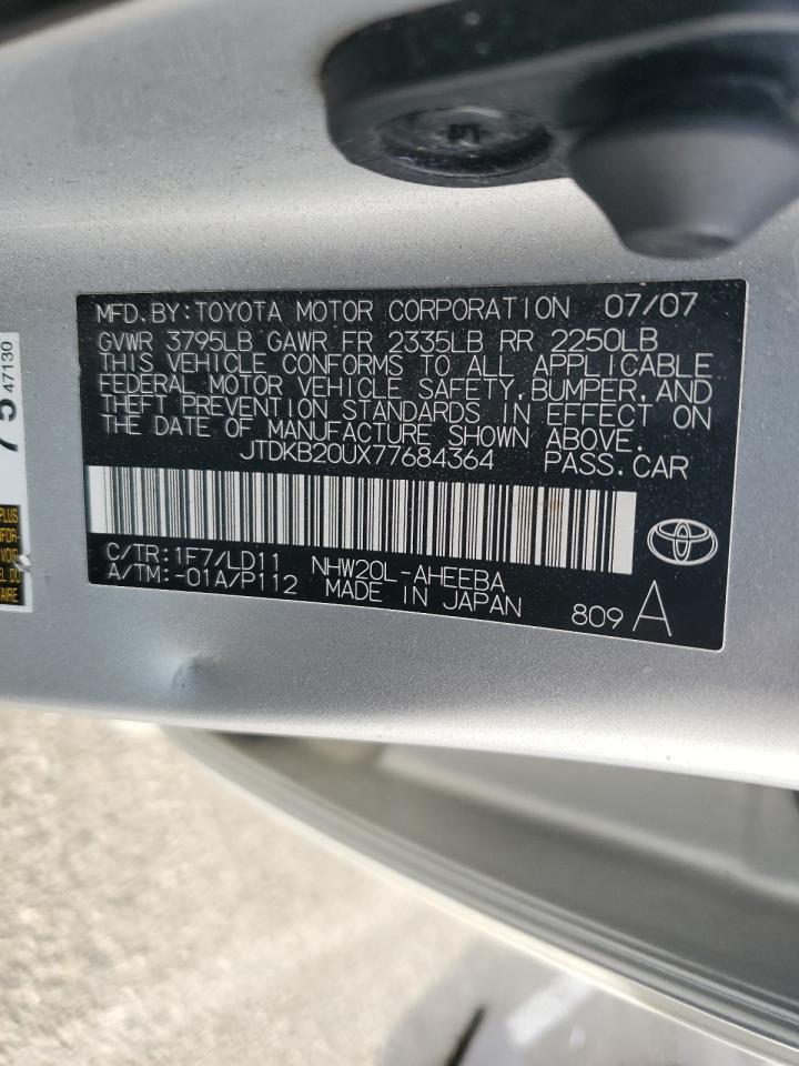 2007 Toyota Prius VIN: JTDKB20UX77684364 Lot: 78654274