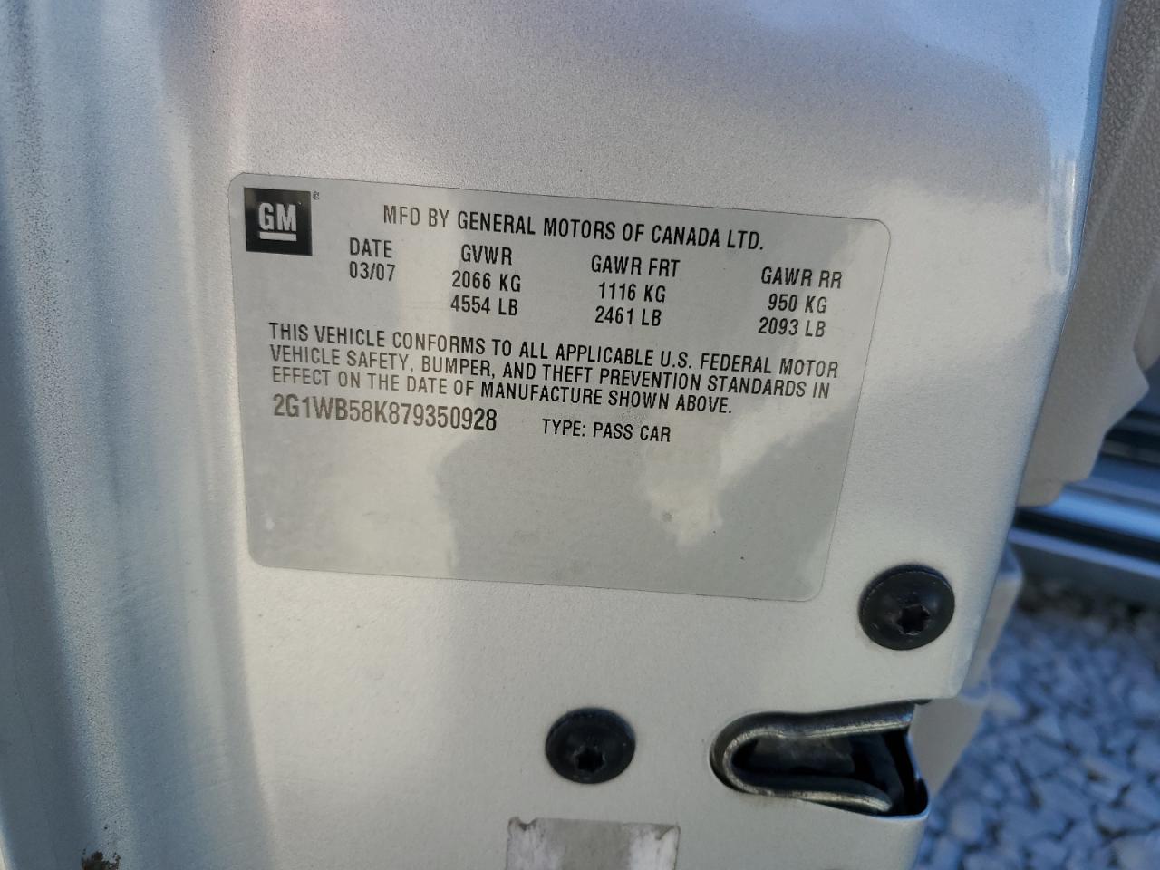 2007 Chevrolet Impala Ls VIN: 2G1WB58K879350928 Lot: 89123485