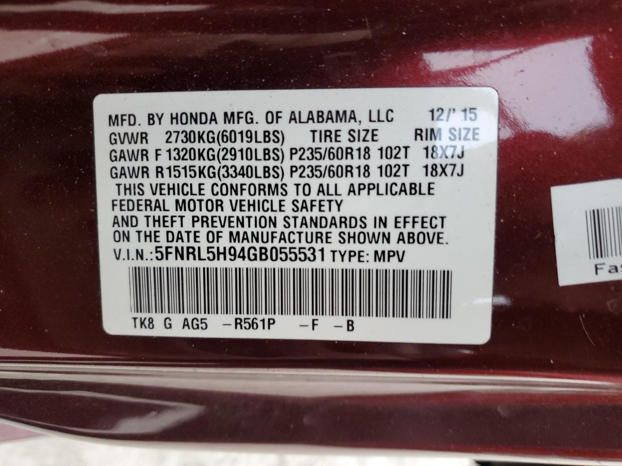 2016 Honda Odyssey - Image 13