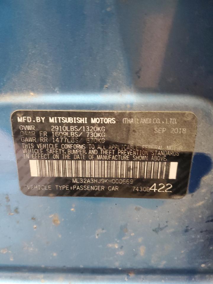 ML32A3HJ9KH000669 2019 Mitsubishi Mirage Es