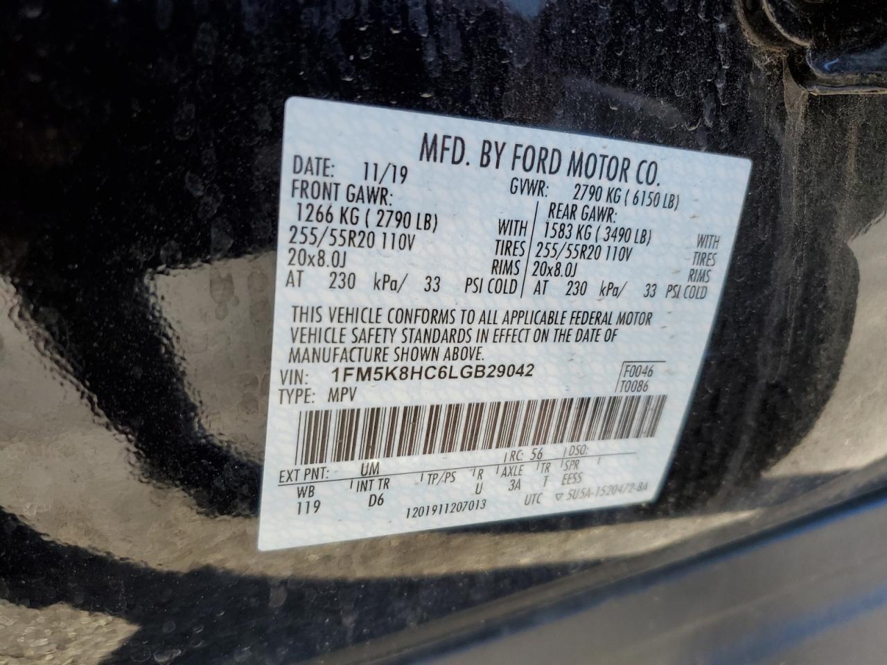 2020 Ford Explorer Platinum VIN: 1FM5K8HC6LGB29042 Lot: 76128114