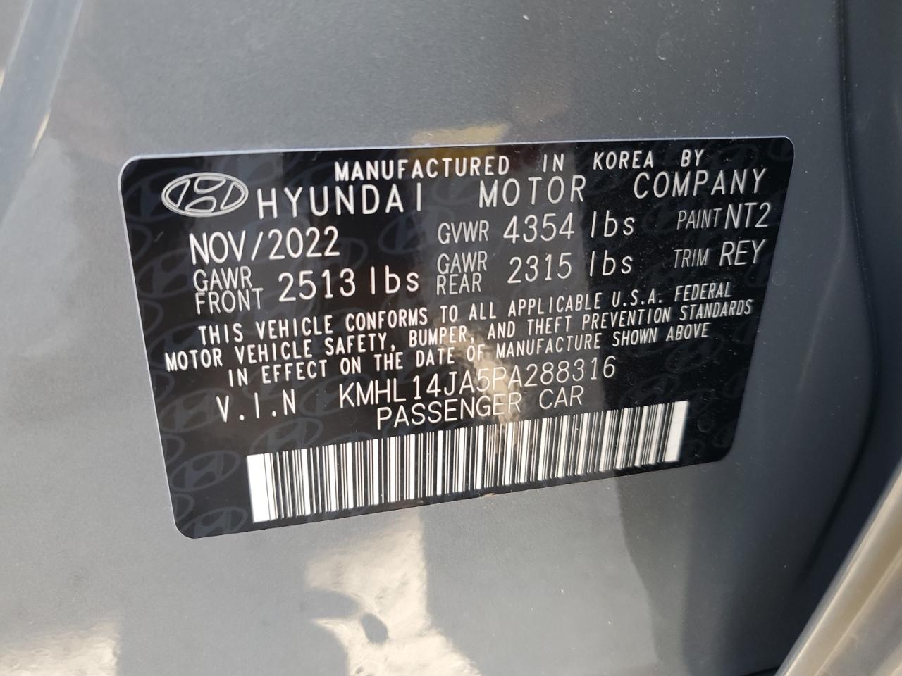 2023 Hyundai Sonata Sel VIN: KMHL14JA5PA288316 Lot: 77129594