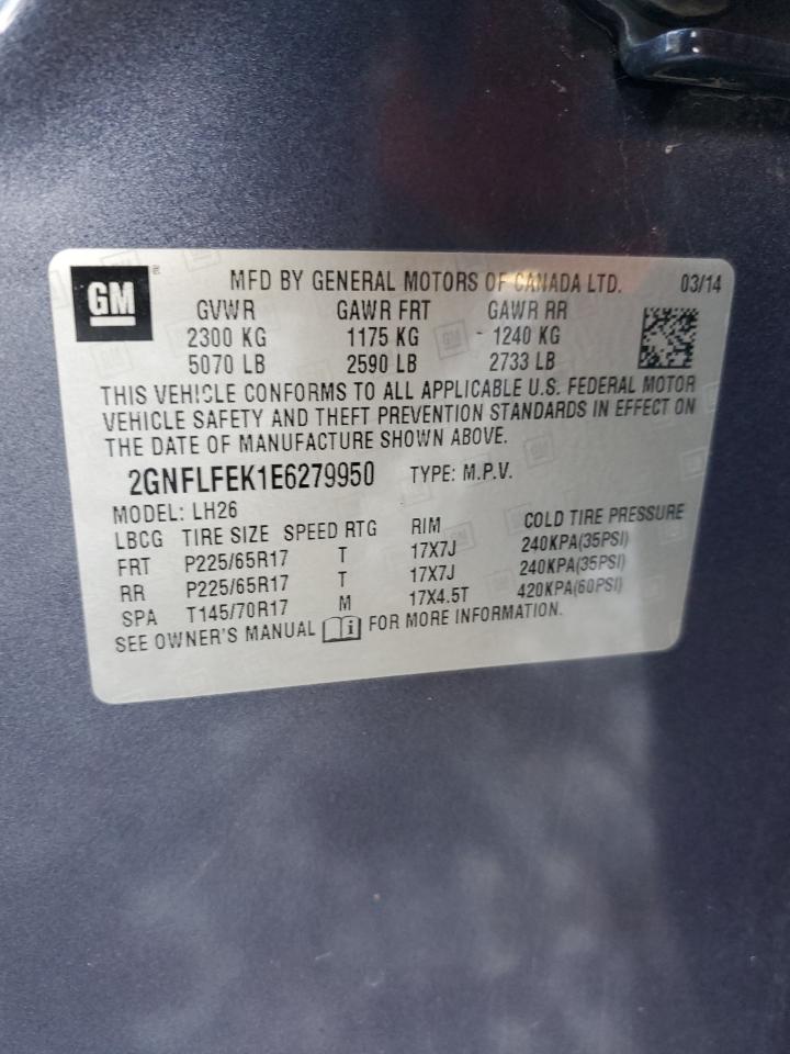 2014 Chevrolet Equinox Lt VIN: 2GNFLFEK1E6279950 Lot: 75733124