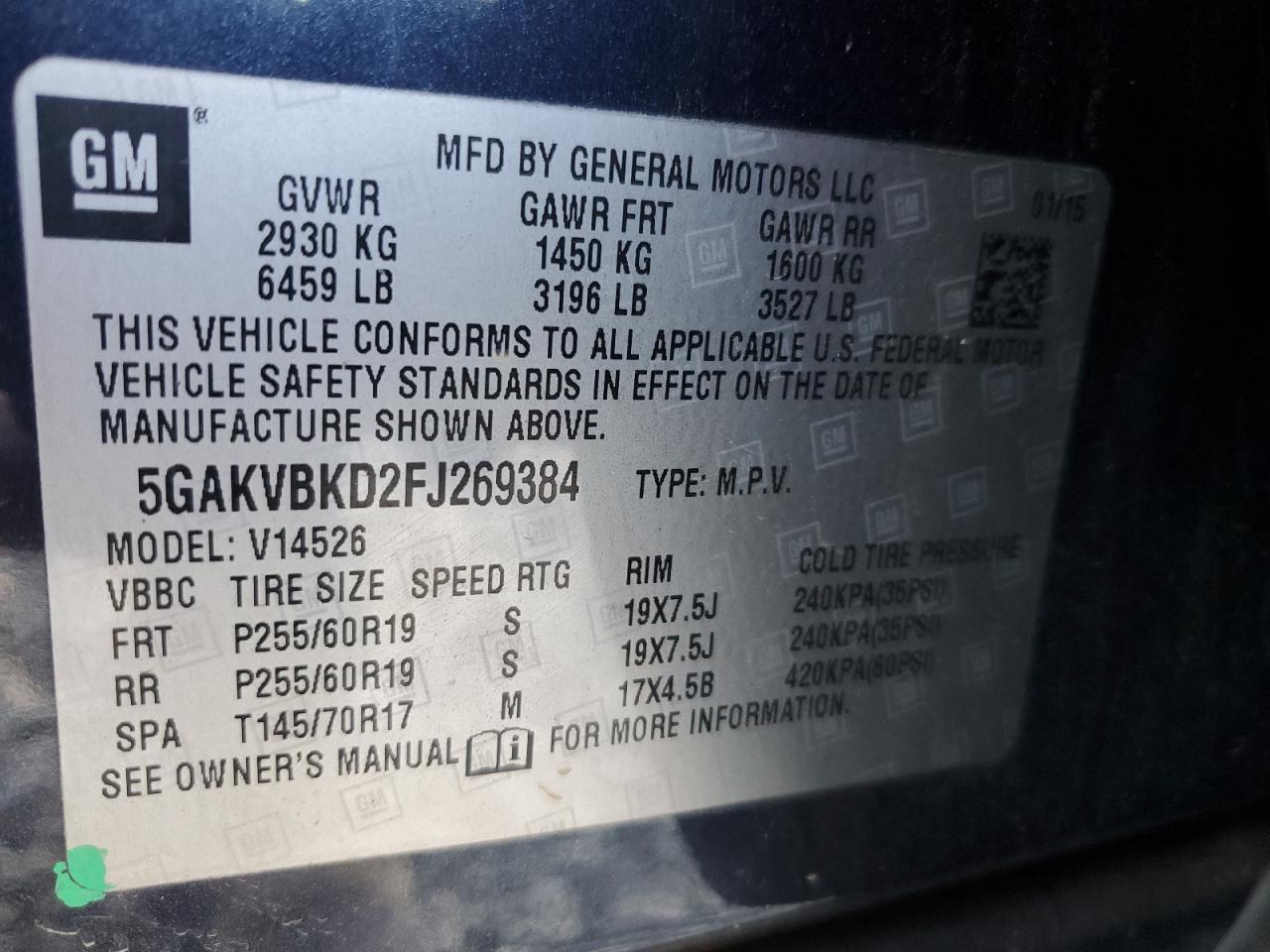 5GAKVBKD2FJ269384 2015 BUICK ENCLAVE - Image 13