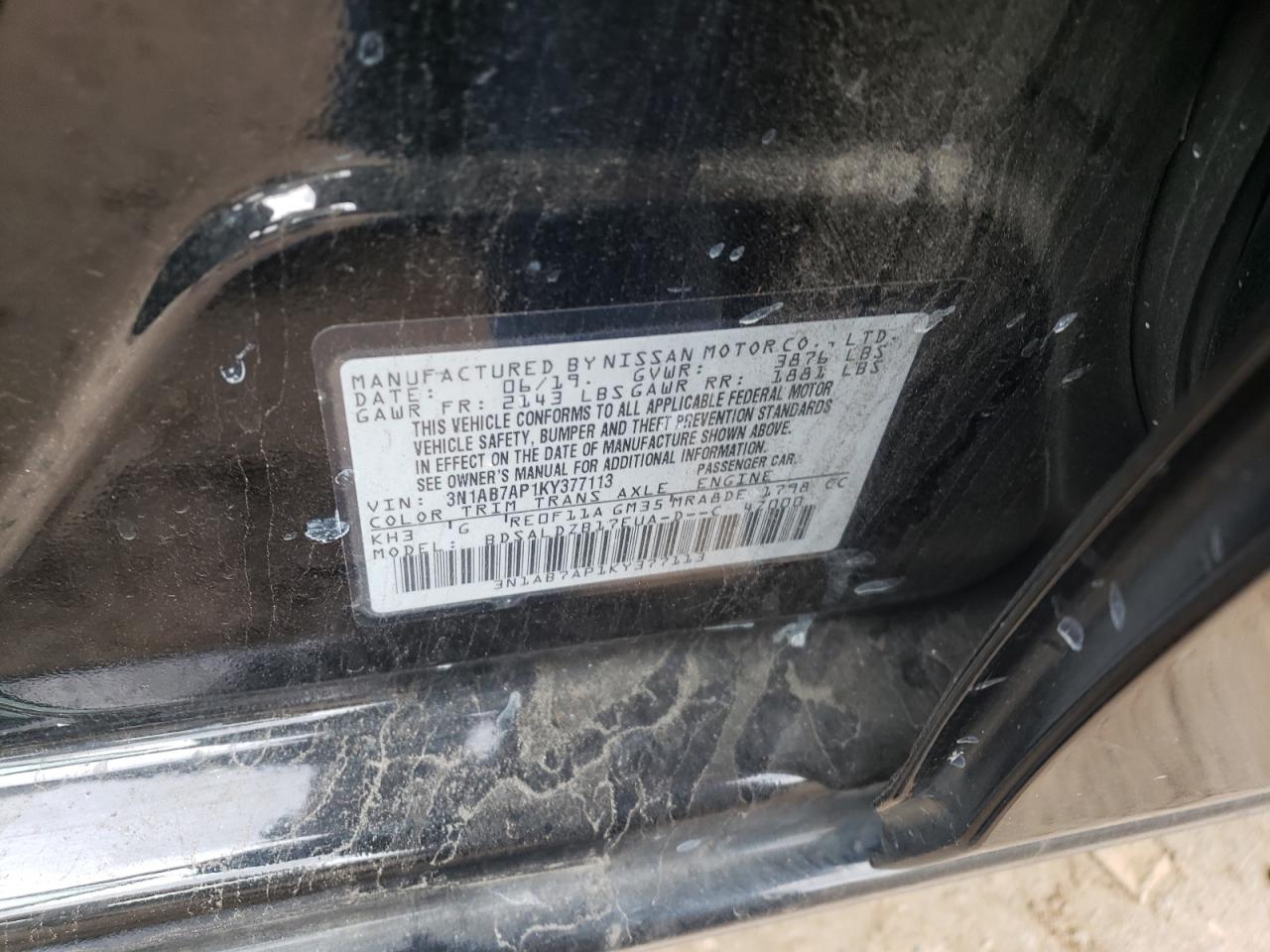 3N1AB7AP1KY377113 2019 Nissan Sentra S