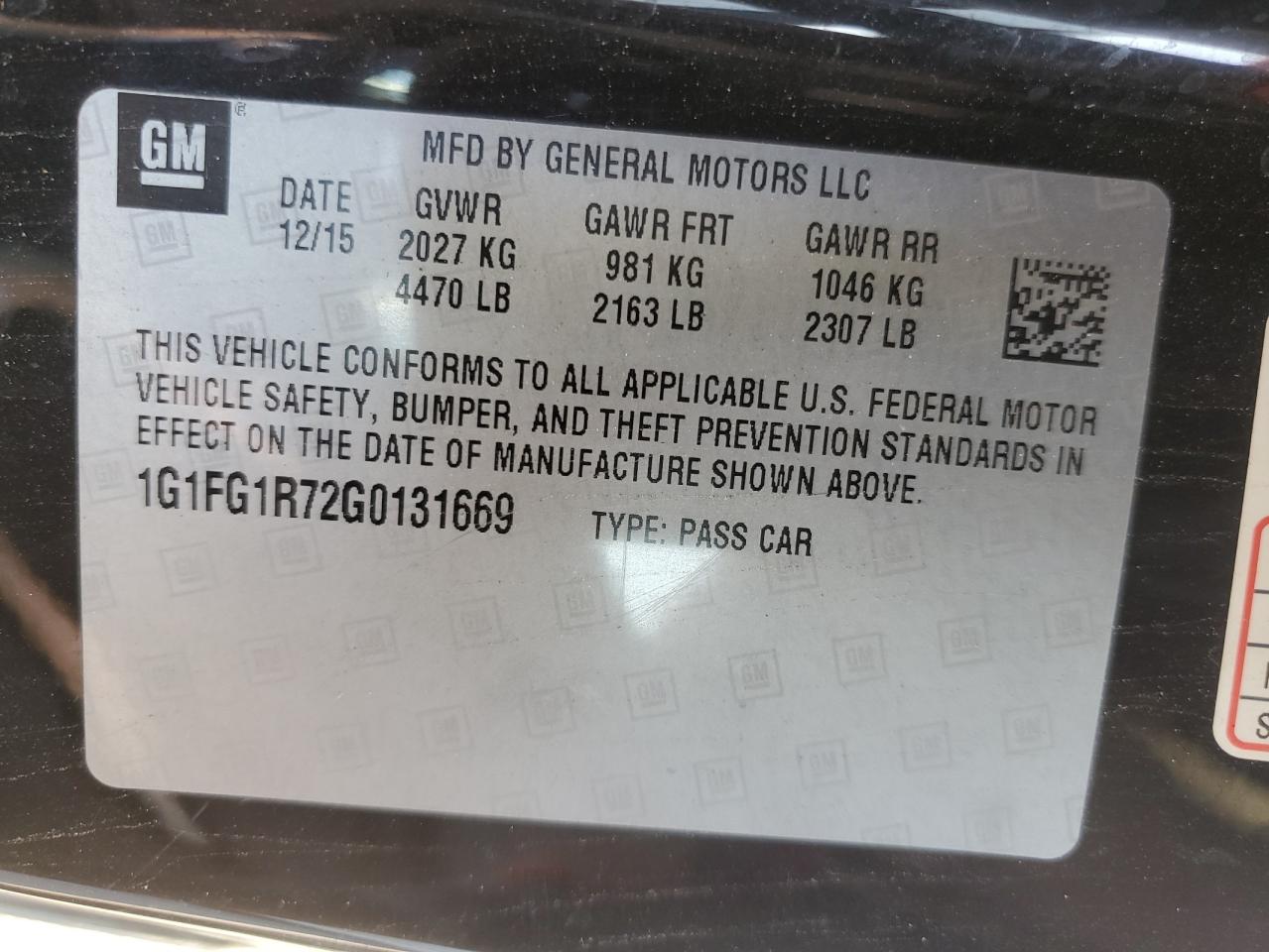 1G1FG1R72G0131669 2016 CHEVROLET CAMARO - Image 12