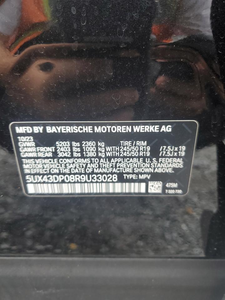 2024 BMW X3 Sdrive30I VIN: 5UX43DP08R9U33028 Lot: 73488754