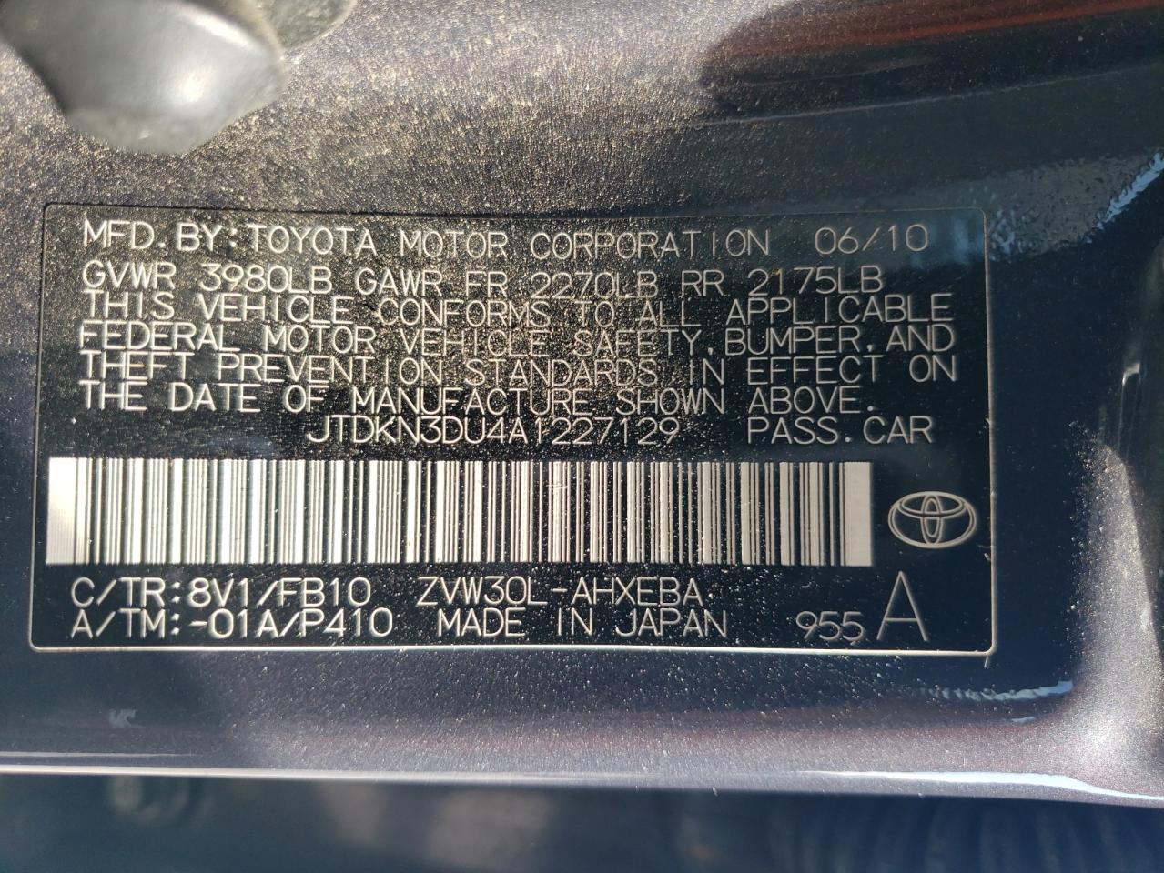 JTDKN3DU4A1227129 2010 Toyota Prius