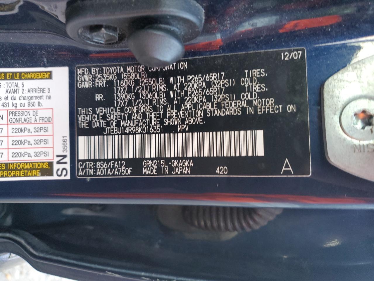 JTEBU14R98K016351 2008 Toyota 4Runner Sr5