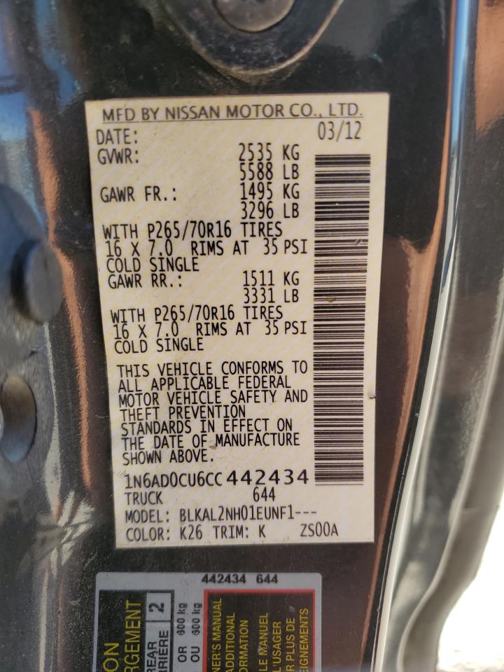 1N6AD0CU6CC442434 2012 Nissan Frontier Sv