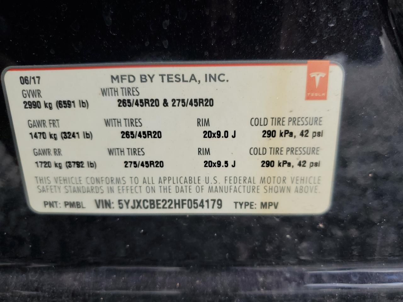 5YJXCBE22HF054179 2017 TESLA MODEL X - Image 14