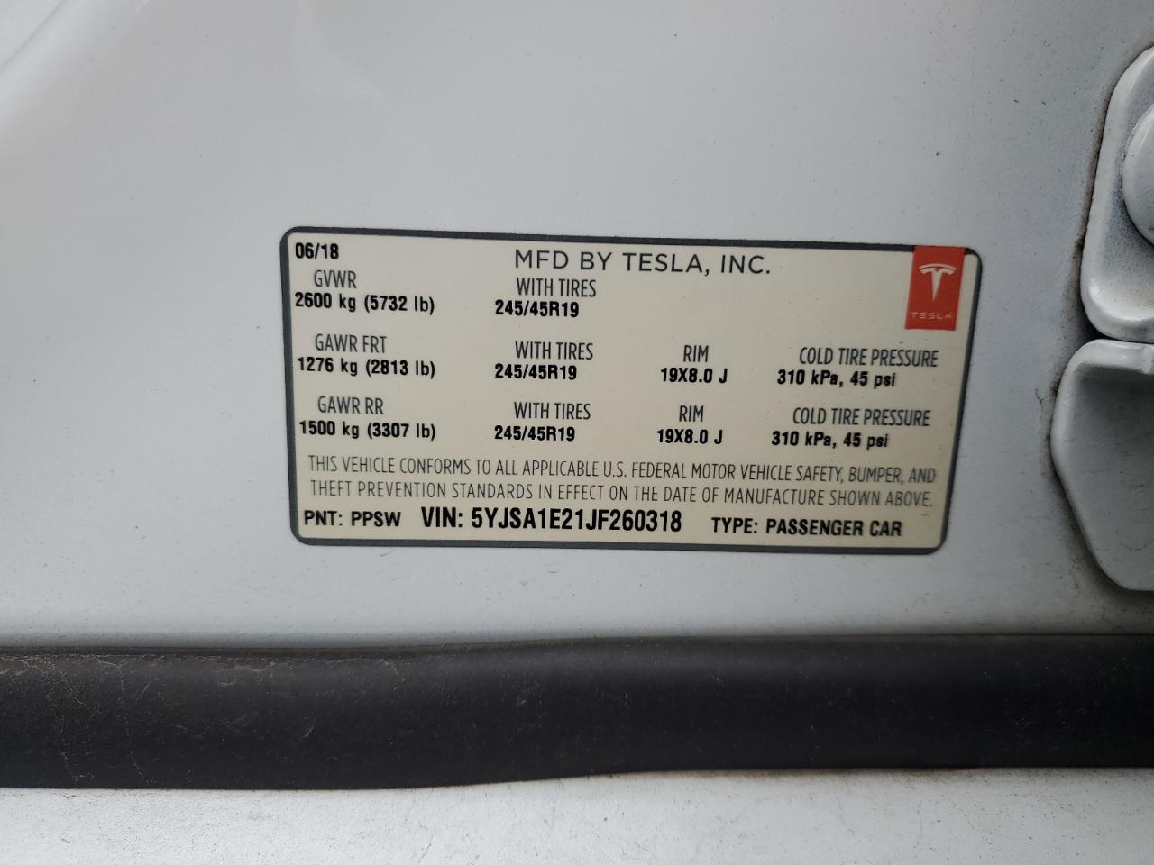 VIN 5YJSA1E21JF260318 2018 TESLA MODEL S no.12